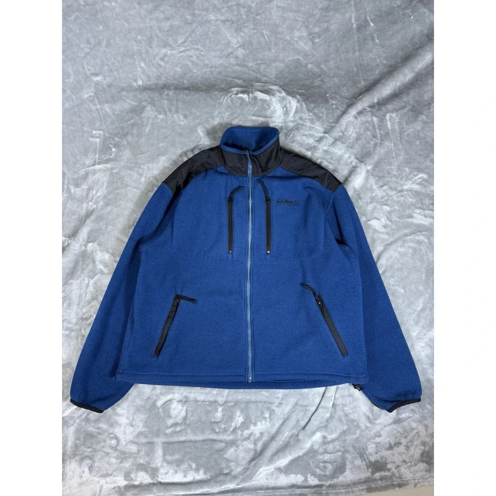 Vintage 1980s LL Bean Blue Men's Made in‎ USA Zip Up Fleece Jacket XL Polartech